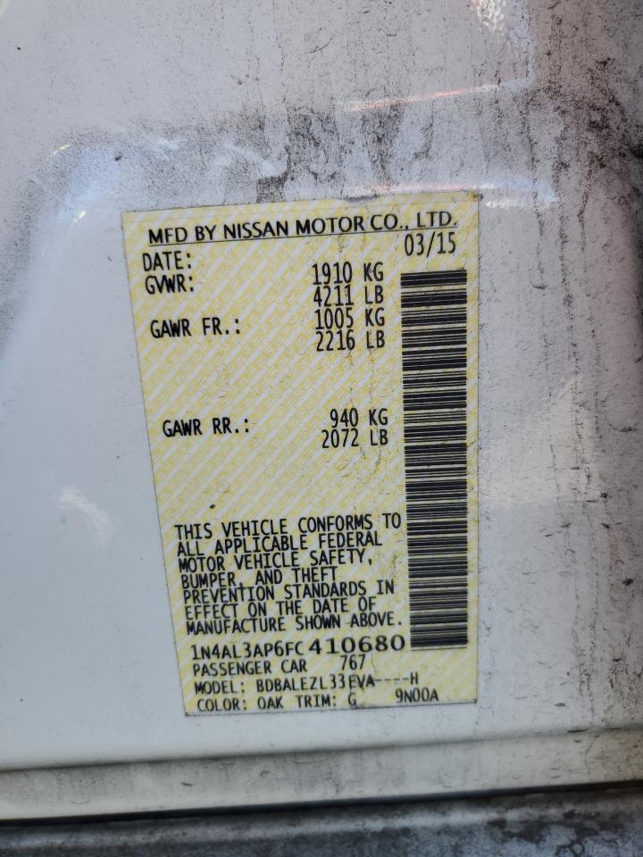 2015 Nissan Altima 2.5 VIN: 1N4AL3AP6FC410680 Lot: 57125495