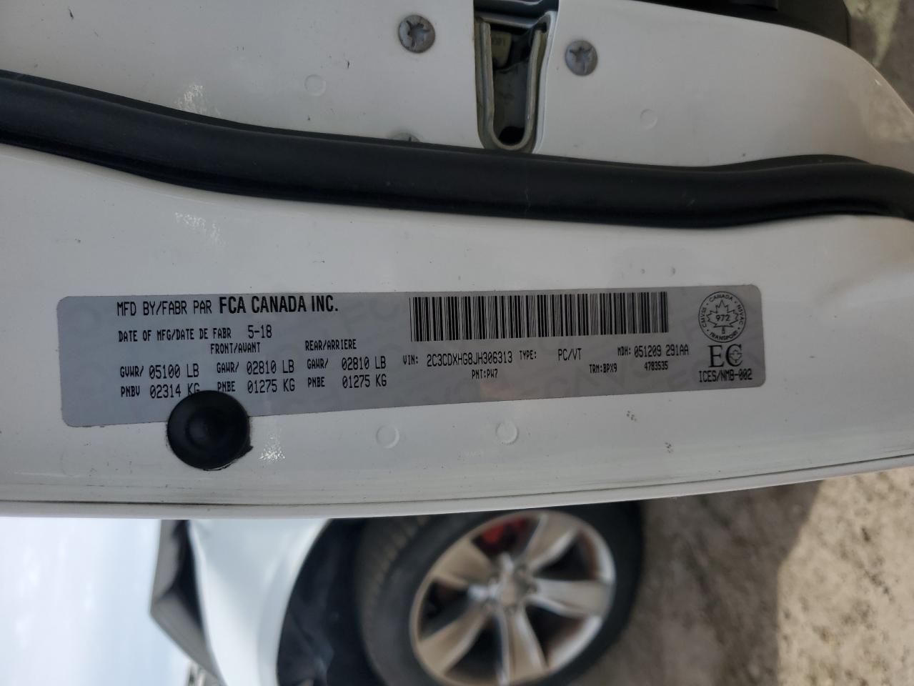 2018 Dodge Charger Sxt Plus VIN: 2C3CDXHG8JH306313 Lot: 57301725