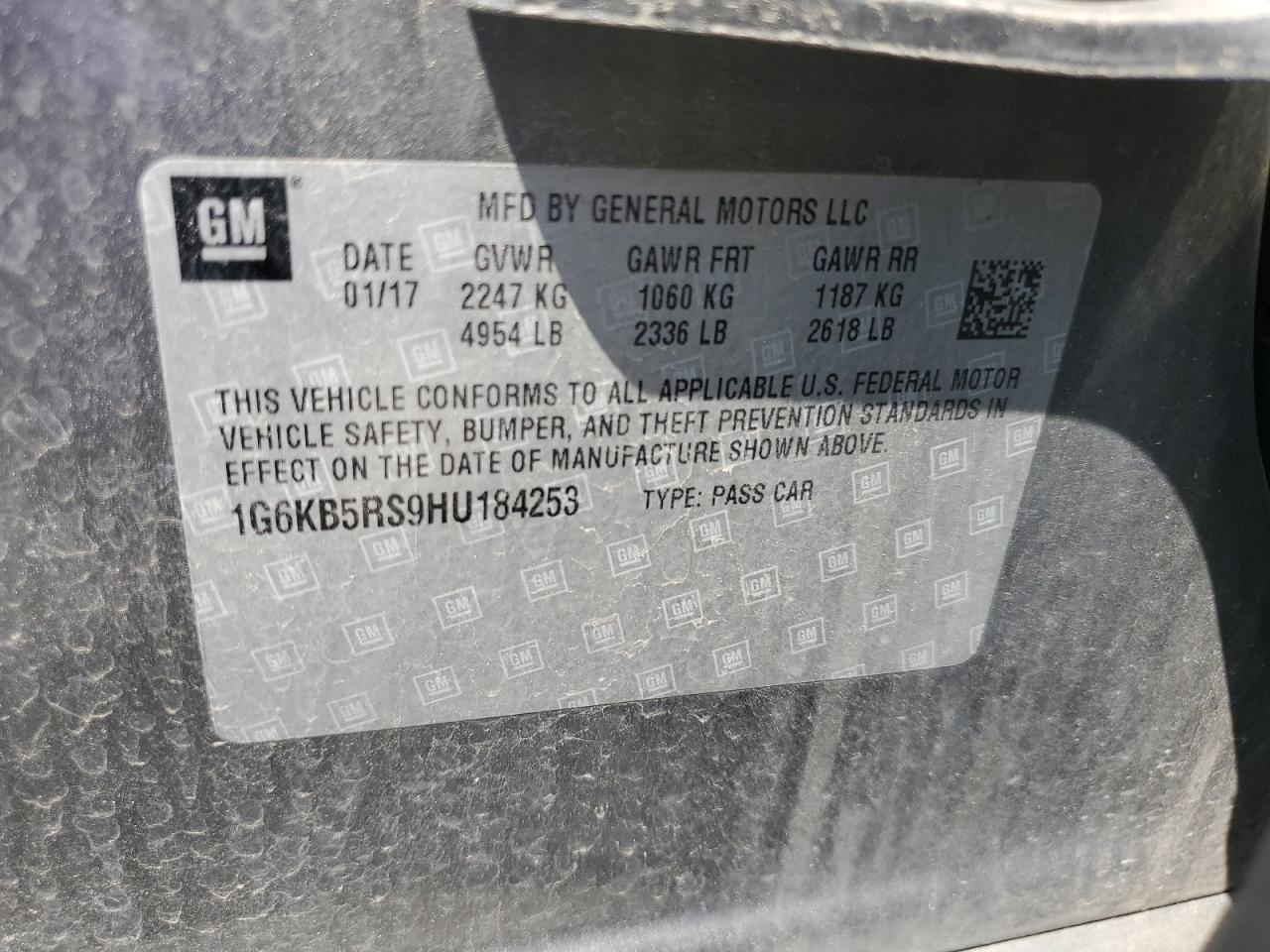 2017 Cadillac Ct6 VIN: 1G6KB5RS9HU184253 Lot: 58132795