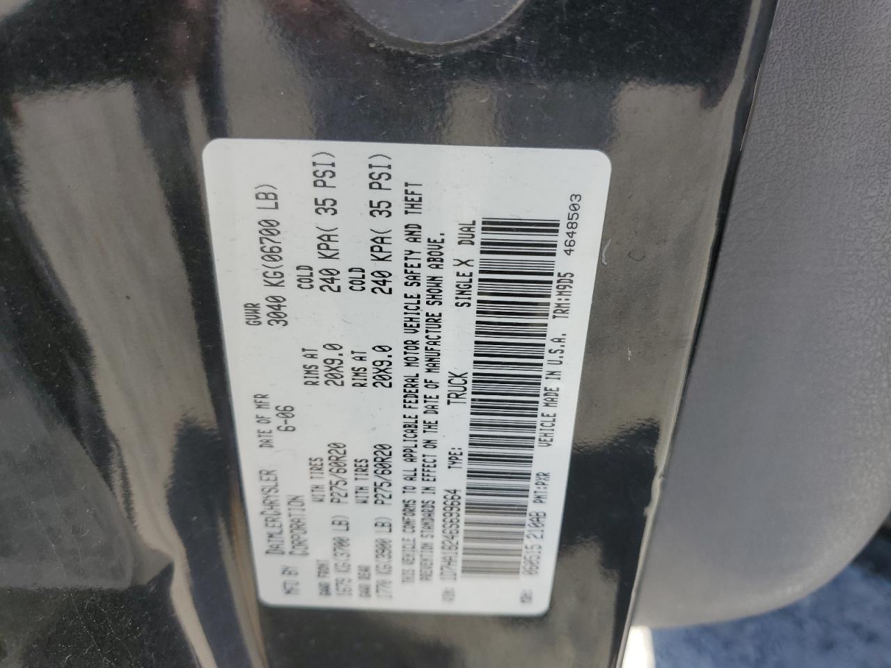 2006 Dodge Ram 1500 St VIN: 1D7HA18246S699664 Lot: 57508765