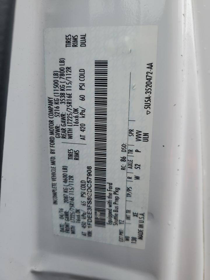 2016 Ford Econoline E350 Super Duty Cutaway Van VIN: 1FDEE3FS8GDC57908 Lot: 56699765