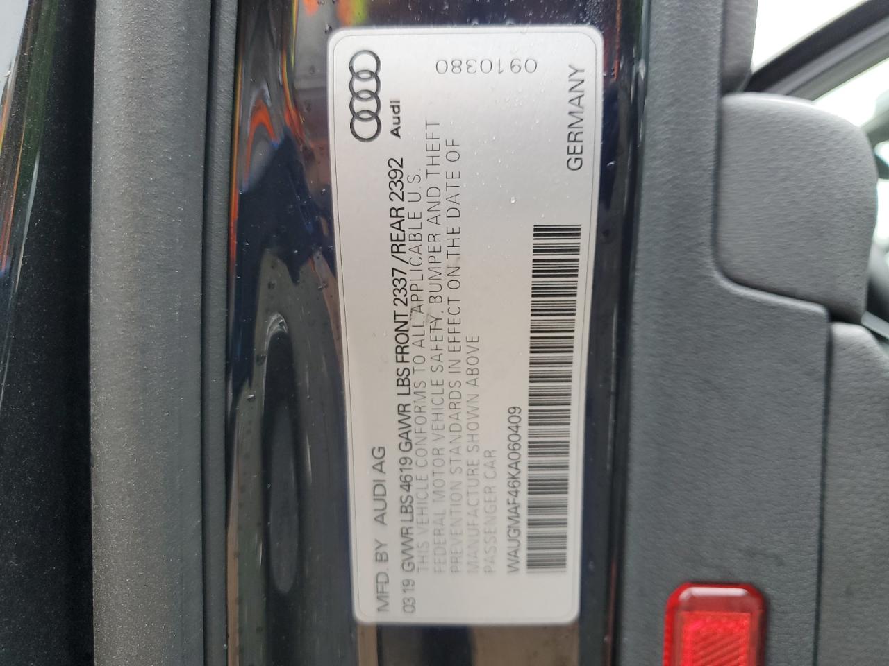 2019 Audi A4 Premium VIN: WAUGMAF46KA060409 Lot: 56839115