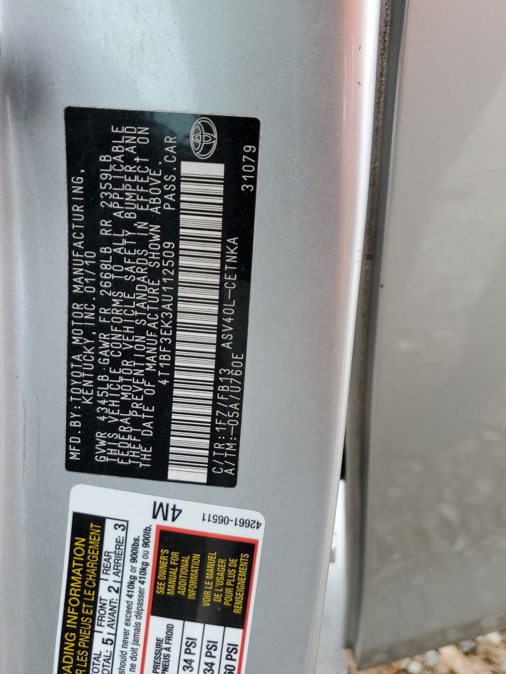 2010 Toyota Camry Base VIN: 4T1BF3EK3AU112509 Lot: 56132535