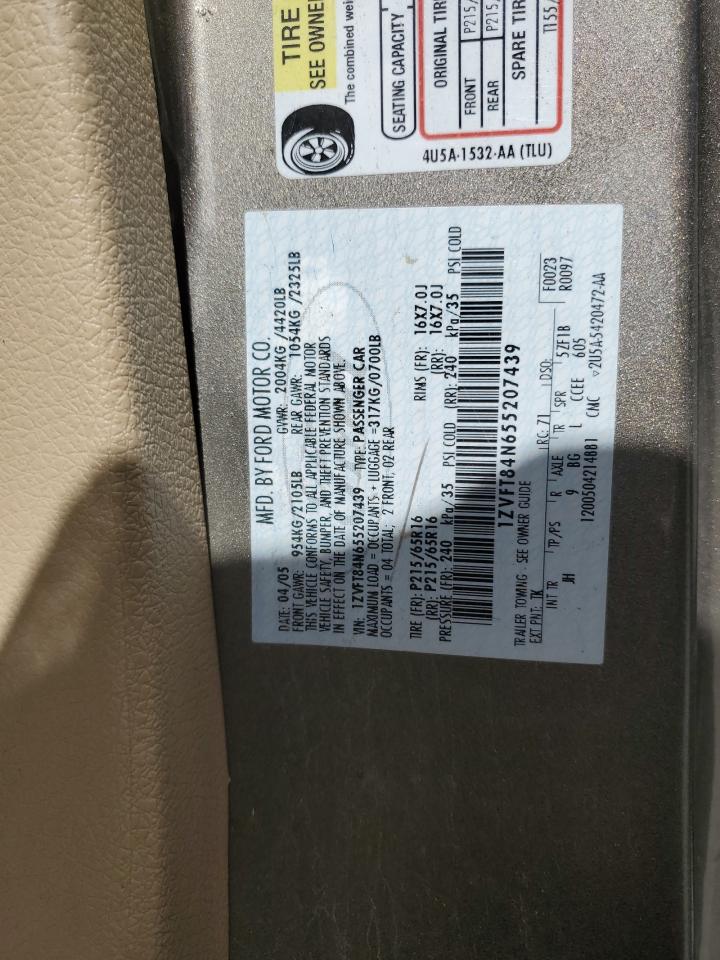 2005 Ford Mustang VIN: 1ZVFT84N655207439 Lot: 56136855