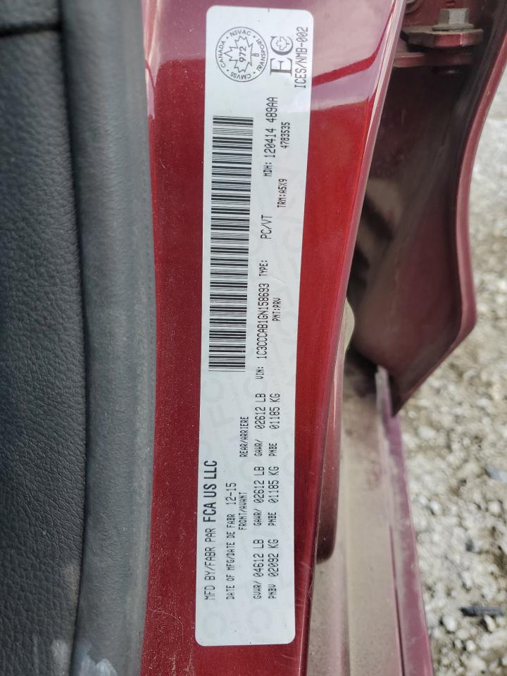 2016 Chrysler 200 Limited VIN: 1C3CCCAB1GN158693 Lot: 57136945
