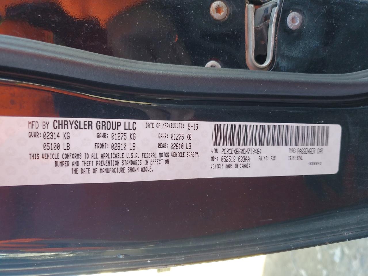 2013 Dodge Charger Se VIN: 2C3CDXBG0DH719484 Lot: 56957025
