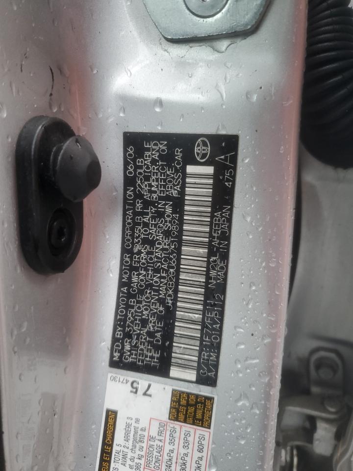 2006 Toyota Prius VIN: JTDKB20U667519894 Lot: 56897505