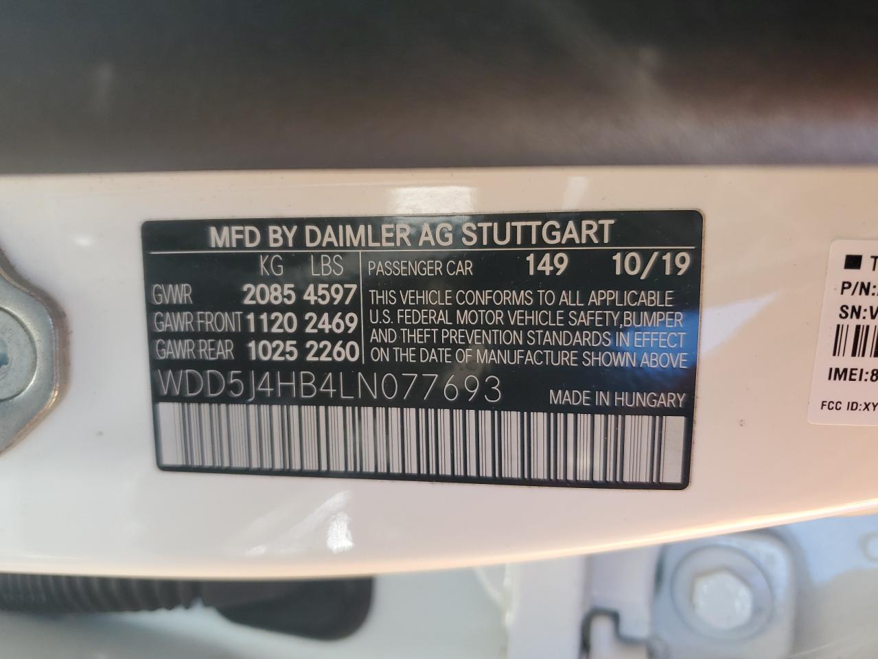 2020 Mercedes-Benz Cla 250 4Matic VIN: WDD5J4HB4LN077693 Lot: 56899695
