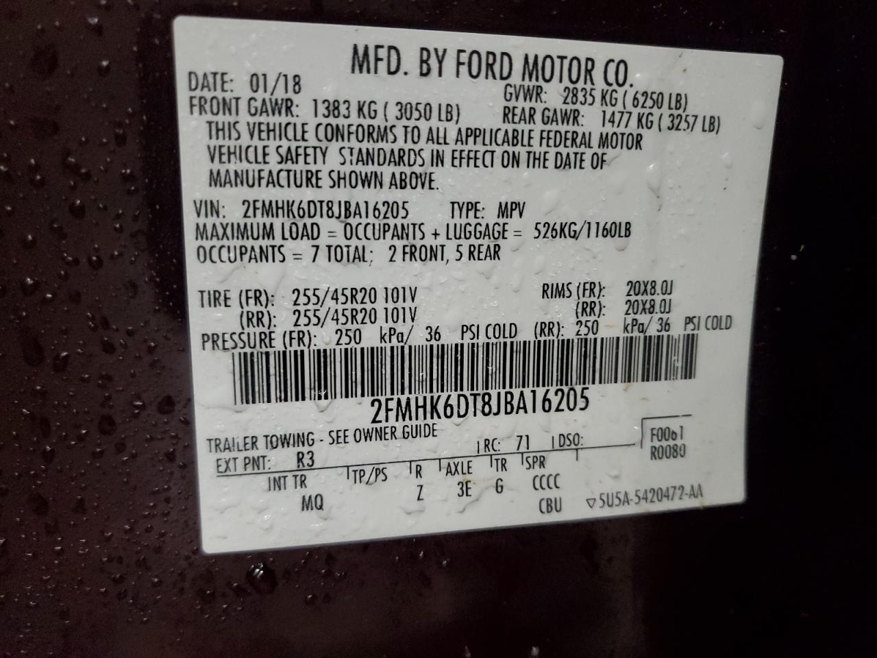 2018 Ford Flex Limited VIN: 2FMHK6DT8JBA16205 Lot: 56391675