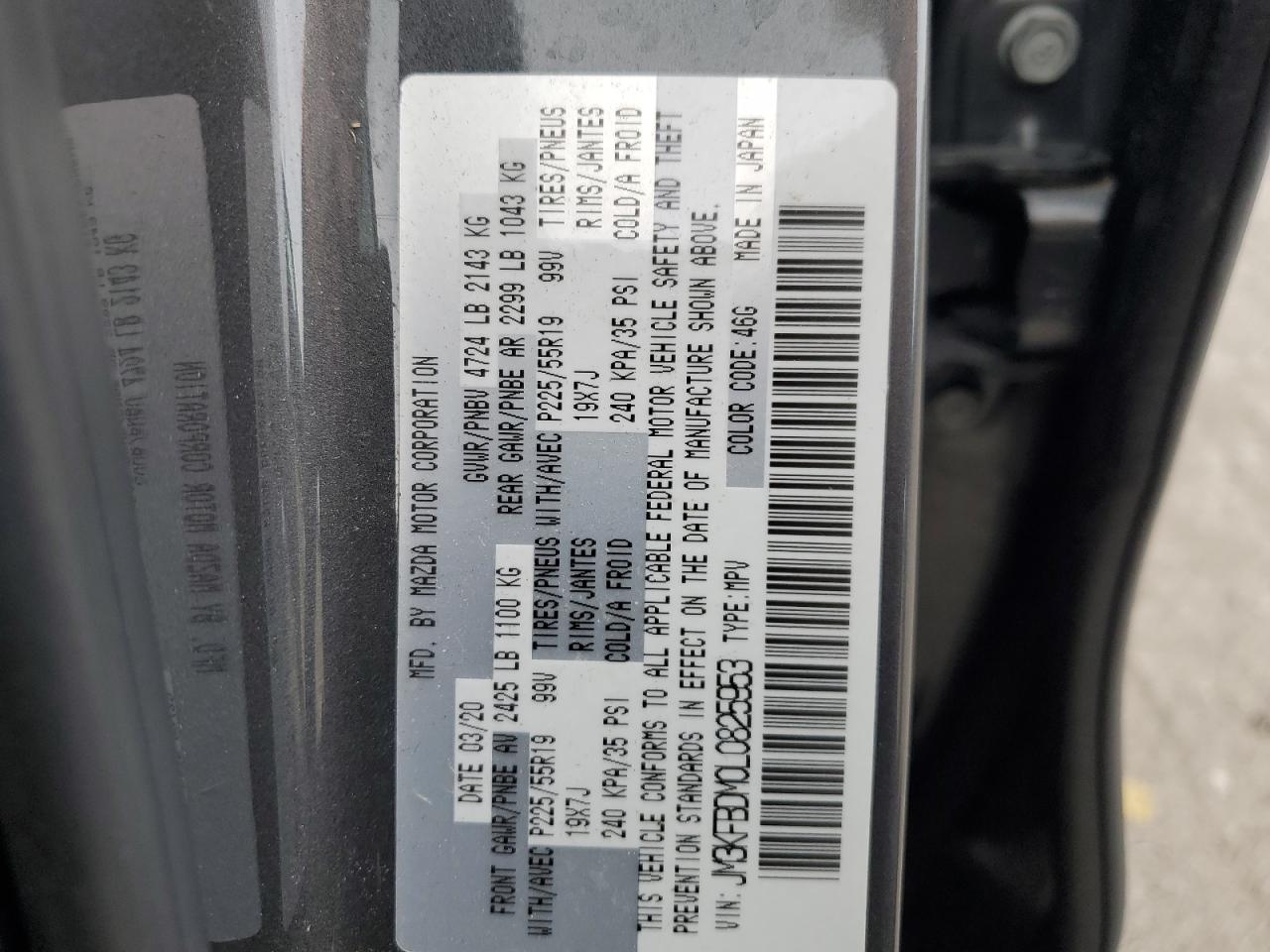 JM3KFBDM0L0825953 2020 Mazda Cx-5 Grand Touring