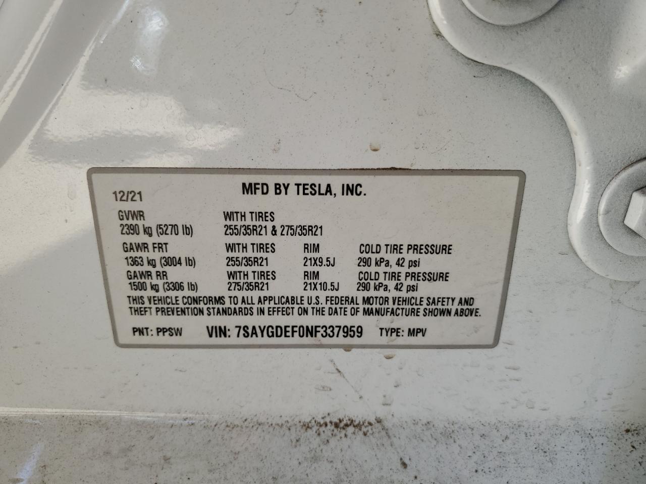 2022 Tesla Model Y VIN: 7SAYGDEF0NF337959 Lot: 56871985