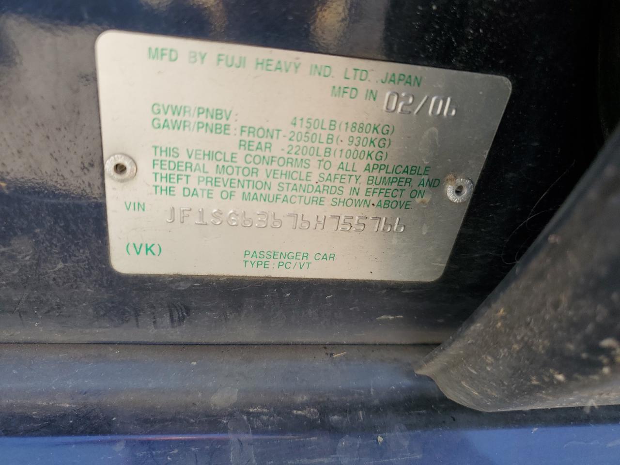 2006 Subaru Forester 2.5X VIN: JF1SG63676H755766 Lot: 58548985