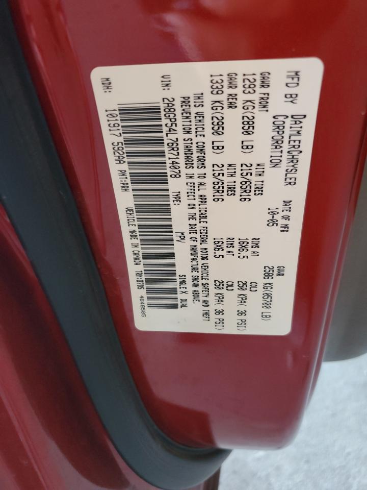2006 Chrysler Town & Country Touring VIN: 2A8GP54L76R714078 Lot: 56473725