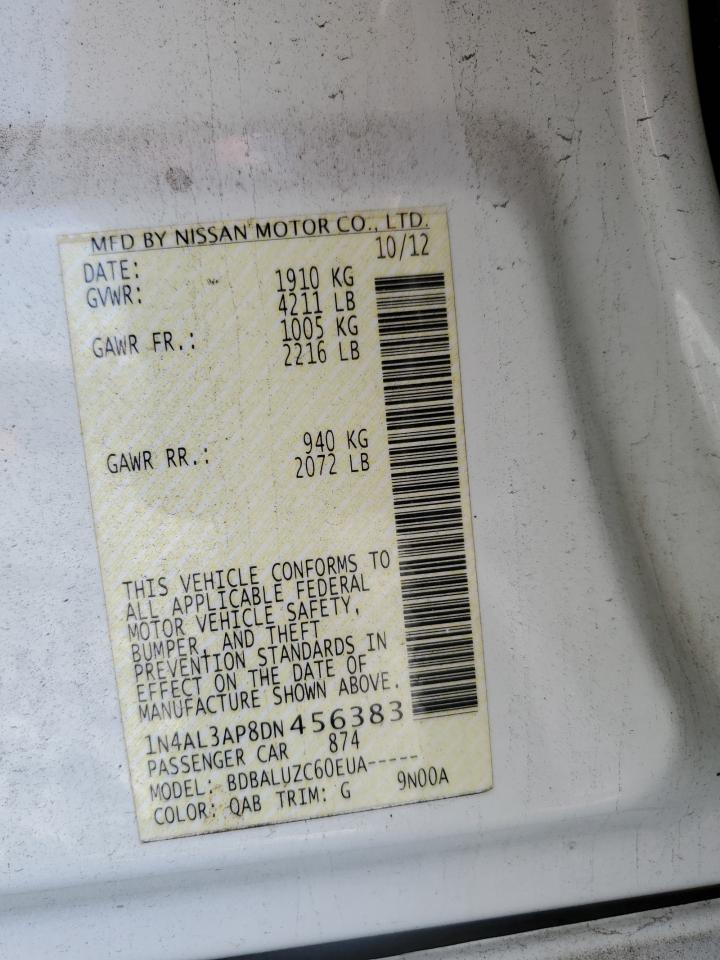 2013 Nissan Altima 2.5 VIN: 1N4AL3AP8DN456383 Lot: 56654695