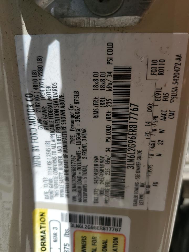 2014 Lincoln Mkz VIN: 3LN6L2G96ER817767 Lot: 56537015