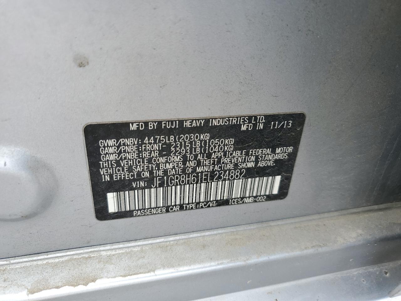 2014 Subaru Impreza Wrx Sti VIN: JF1GR8H61EL234882 Lot: 56669955