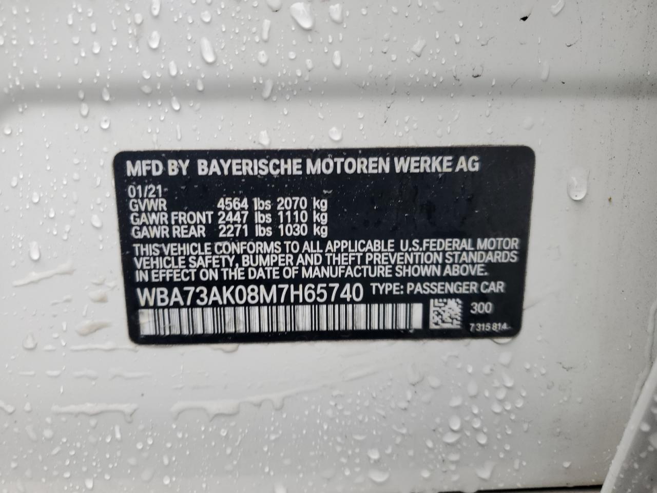 2021 BMW 228Xi VIN: WBA73AK08M7H65740 Lot: 54489425