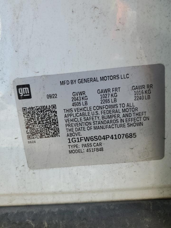 2023 Chevrolet Bolt Ev 1Lt VIN: 1G1FW6S04P4107685 Lot: 56494435