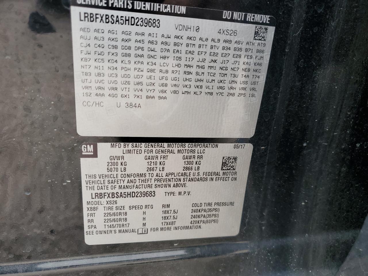 2017 Buick Envision Essence VIN: LRBFXBSA5HD239683 Lot: 56112845