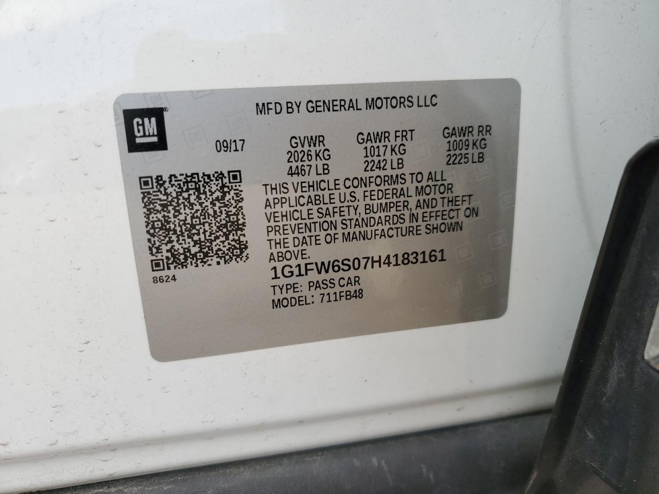 2017 Chevrolet Bolt Ev Lt VIN: 1G1FW6S07H4183161 Lot: 56223945