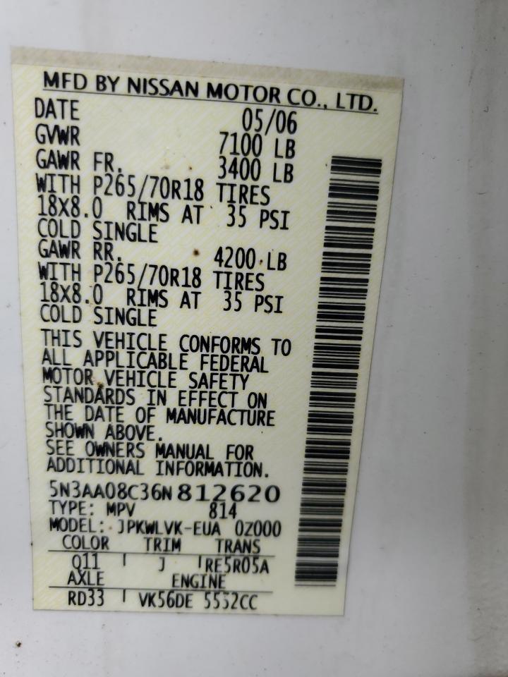 2006 Infiniti Qx56 VIN: 5N3AA08C36N812620 Lot: 56465155