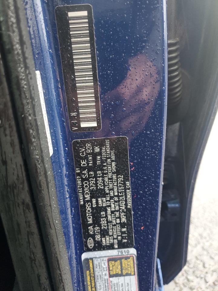 2020 Kia Forte Fe VIN: 3KPF24AD2LE167792 Lot: 57104685