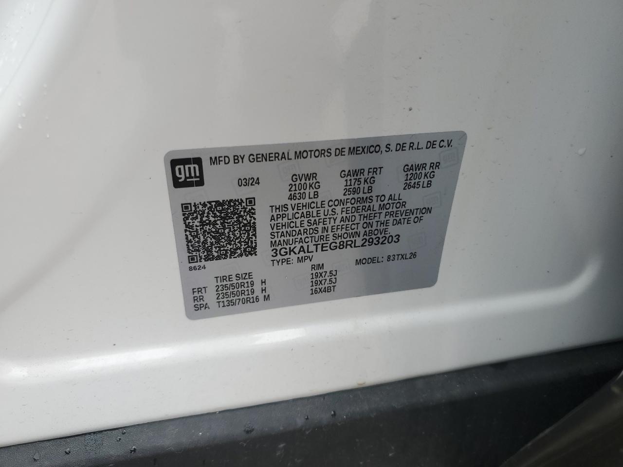 2024 GMC Terrain Sle VIN: 3GKALTEG8RL293203 Lot: 55850495