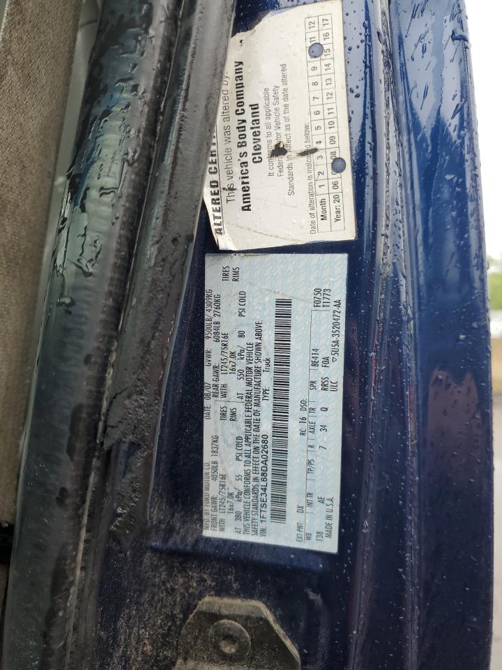 2008 Ford Econoline E350 Super Duty Van VIN: 1FTSE34L68DA02680 Lot: 57861285