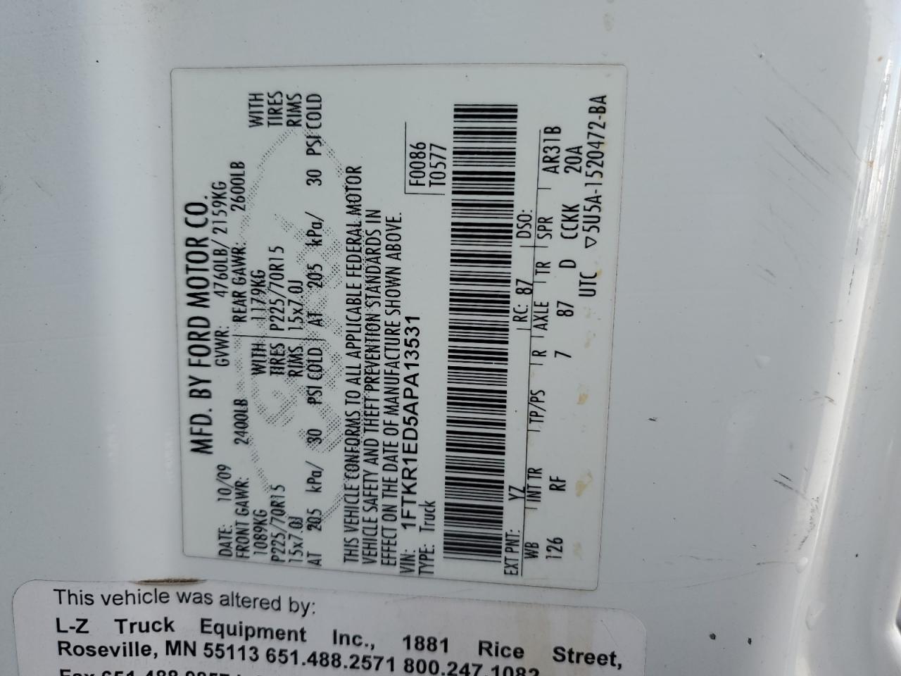 2010 Ford Ranger Super Cab VIN: 1FTKR1ED5APA13531 Lot: 56633535