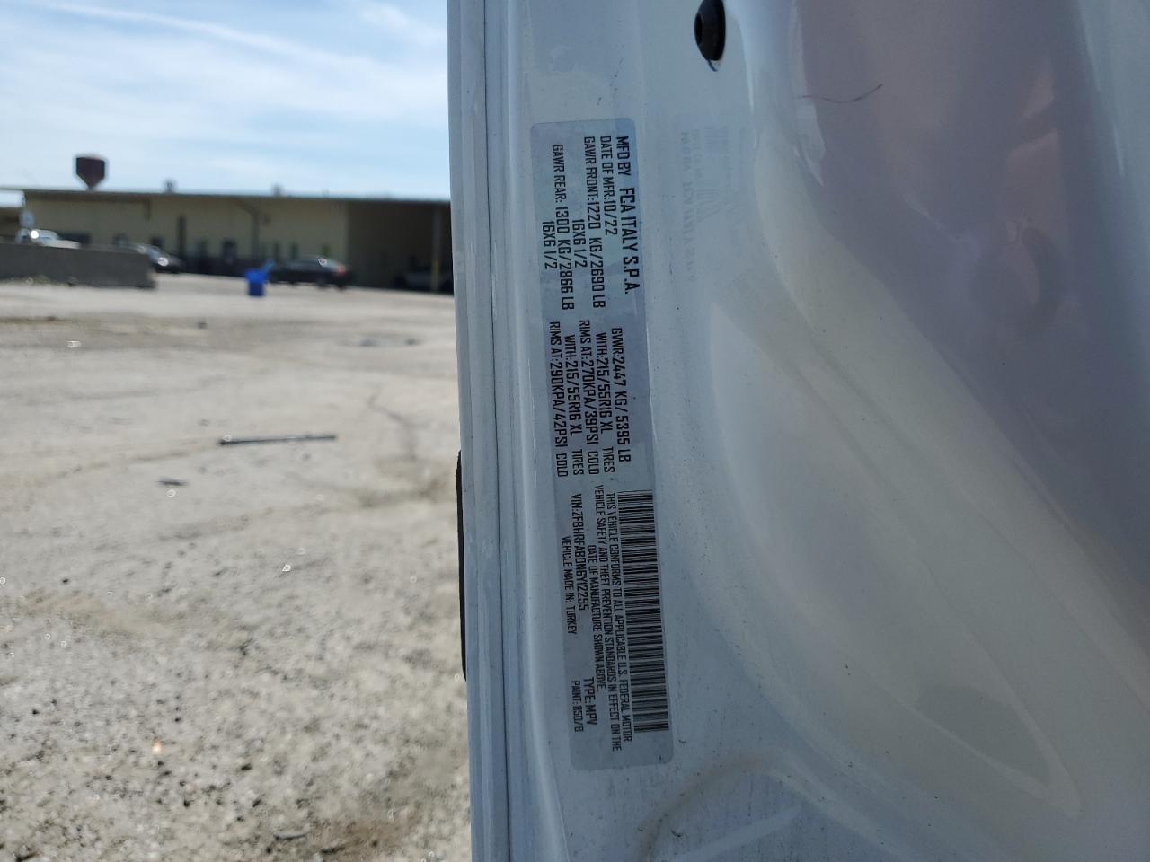 2022 Ram Promaster City Tradesman VIN: ZFBHRFAB0N6Y12255 Lot: 56199655