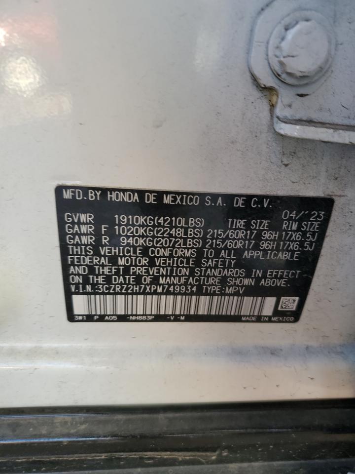 2023 Honda Hr-V Exl VIN: 3CZRZ2H7XPM749934 Lot: 57111165