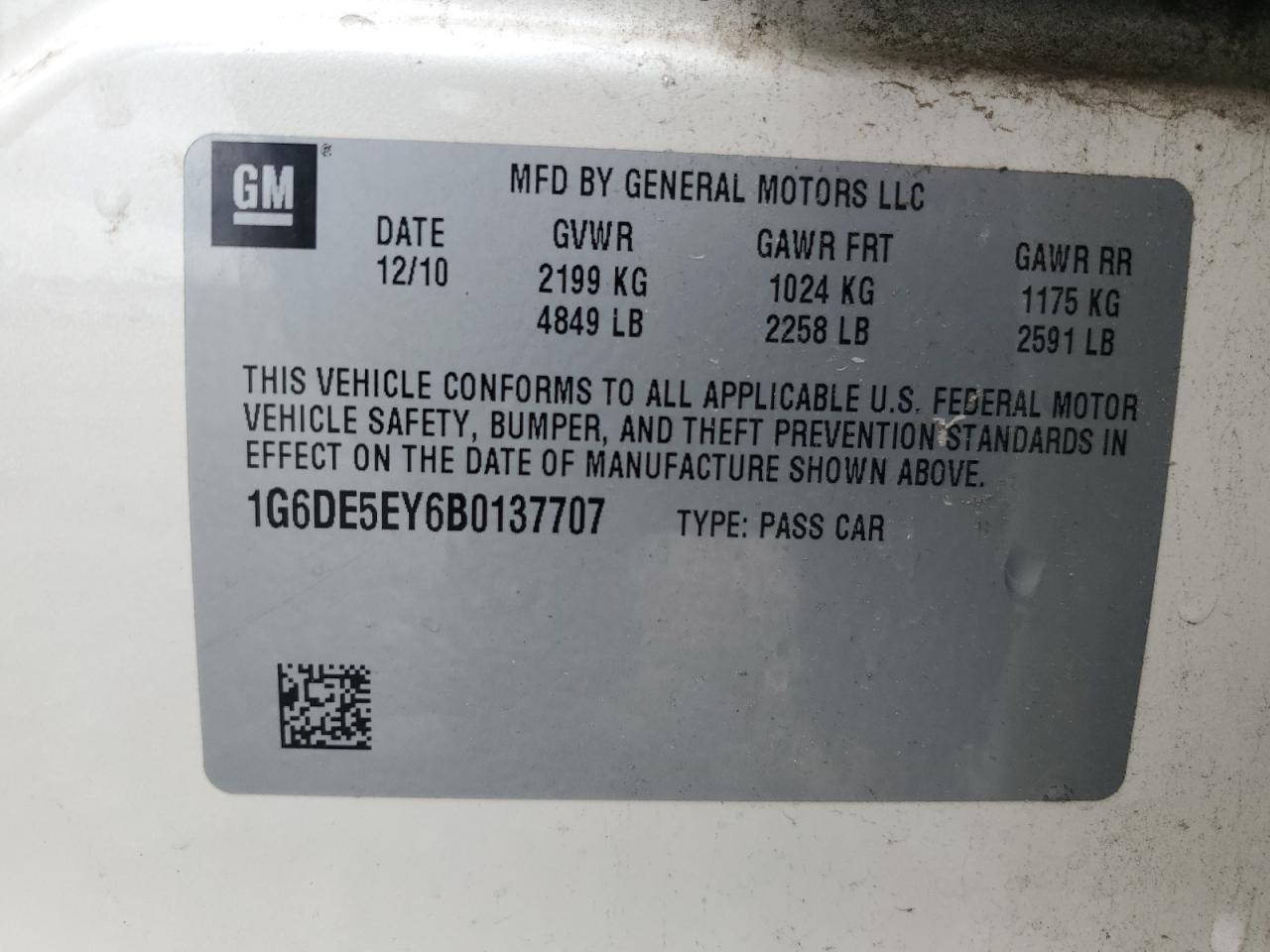2011 Cadillac Cts Luxury Collection VIN: 1G6DE5EY6B0137707 Lot: 56603175
