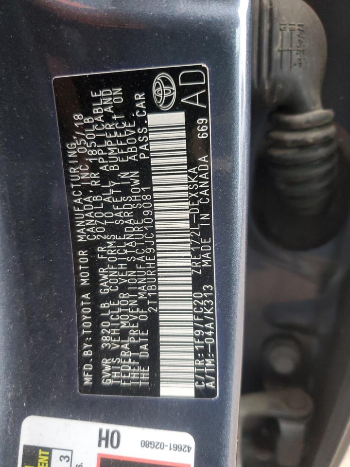 2T1BURHE9JC109081 TOYOTA COROLLA 2018