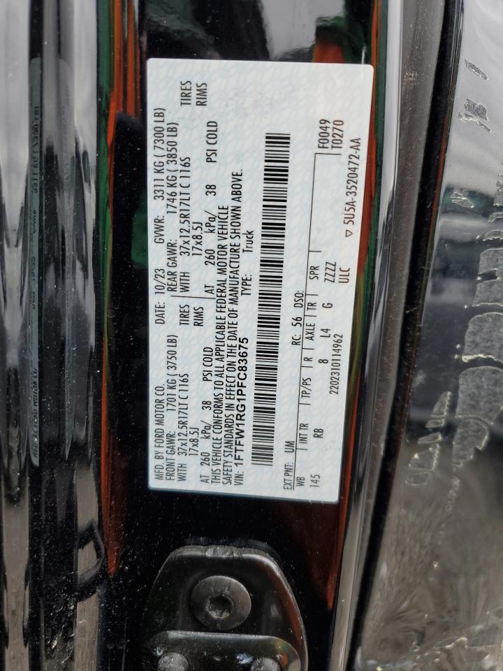2023 Ford F150 Raptor VIN: 1FTFW1RG1PFC83675 Lot: 56967225
