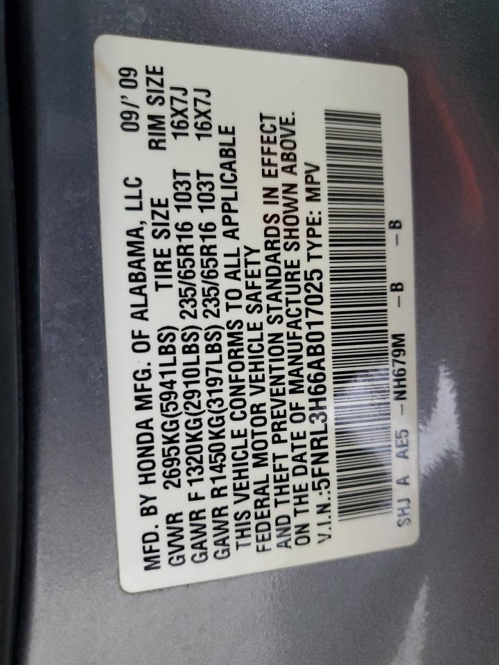 2010 Honda Odyssey Exl VIN: 5FNRL3H66AB017025 Lot: 56833665