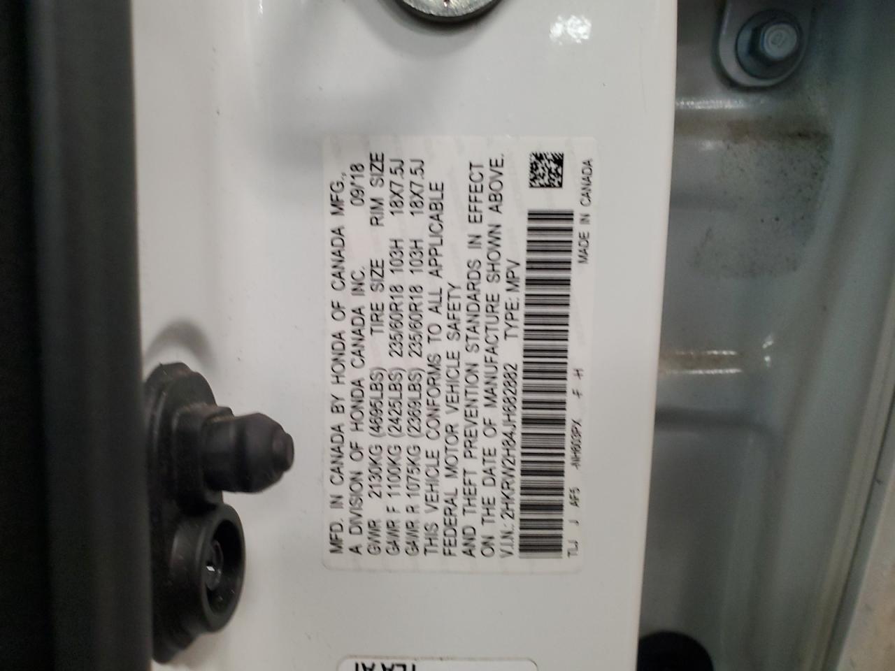 2018 Honda Cr-V Exl VIN: 2HKRW2H84JH682882 Lot: 57770475