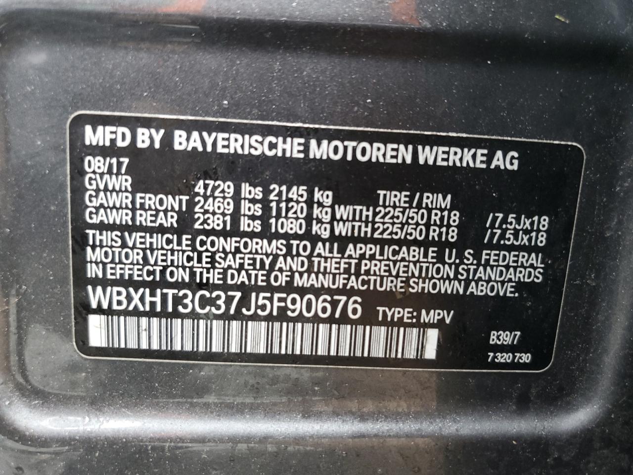 2018 BMW X1 xDrive28I VIN: WBXHT3C37J5F90676 Lot: 58563845