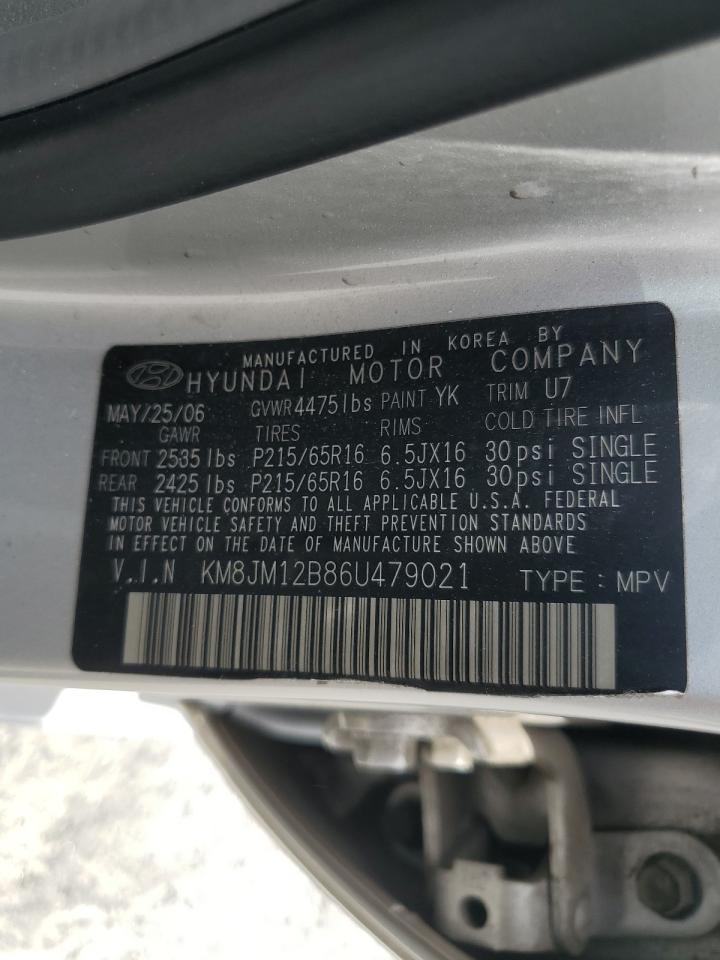 2006 Hyundai Tucson Gl VIN: KM8JM12B86U479021 Lot: 56679995