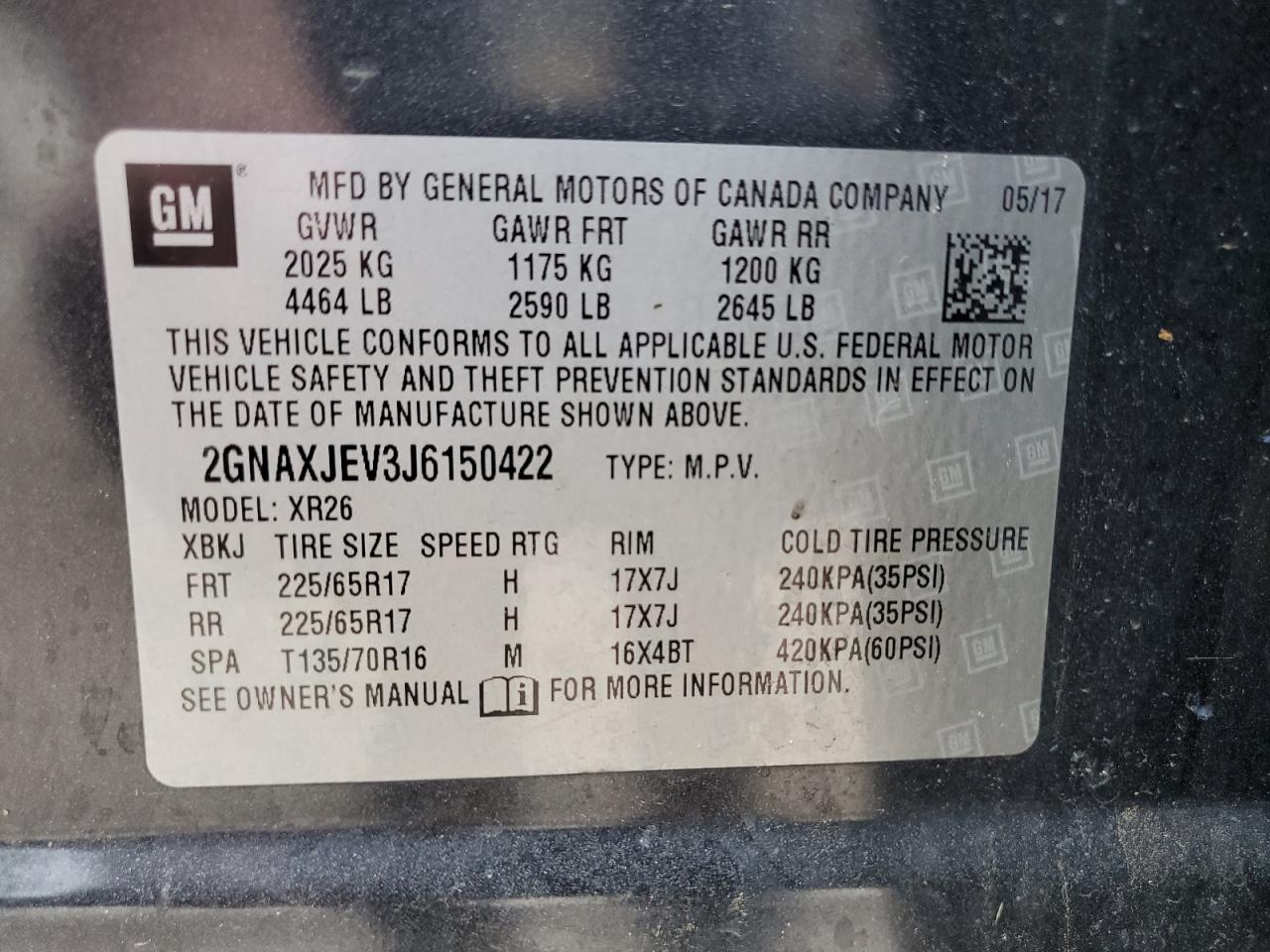 2018 Chevrolet Equinox Lt VIN: 2GNAXJEV3J6150422 Lot: 89557245