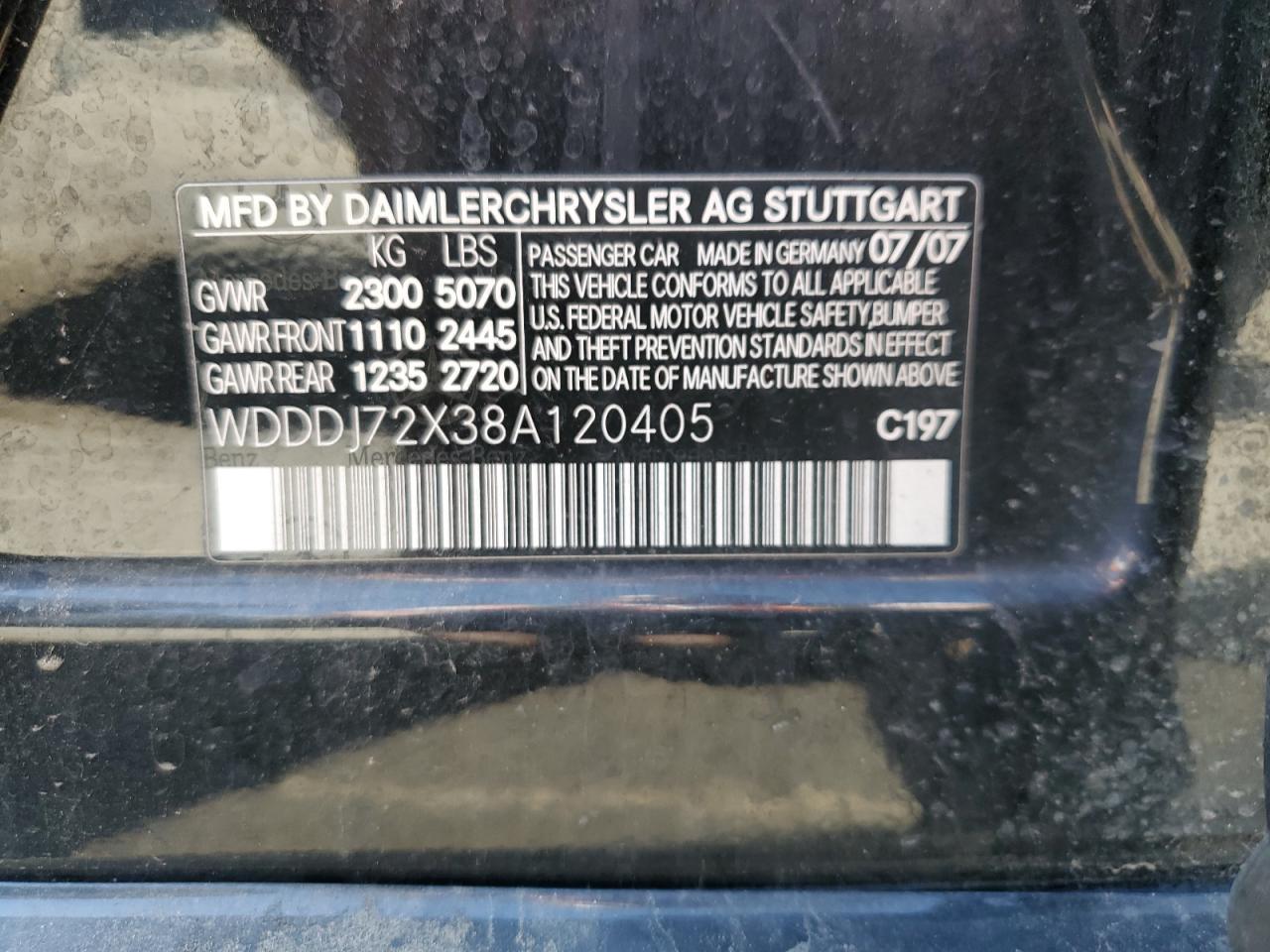 2008 Mercedes-Benz Cls 550 VIN: WDDDJ72X38A120405 Lot: 56487715