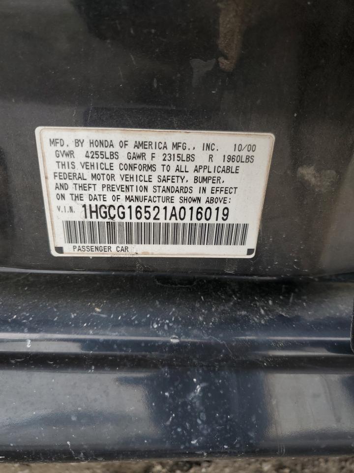 2001 Honda Accord Ex VIN: 1HGCG16521A016019 Lot: 56499495