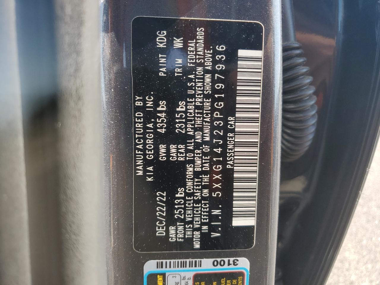 2023 Kia K5 Lxs VIN: 5XXG14J23PG197936 Lot: 56750565