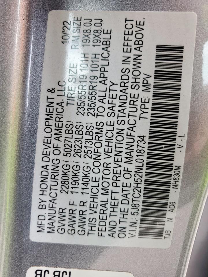 2022 Acura Rdx Technology VIN: 5J8TC2H52NL018734 Lot: 56033955