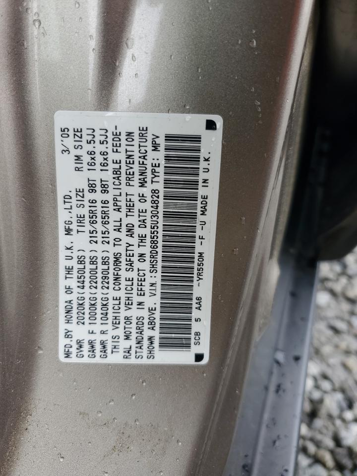 2005 Honda Cr-V Lx VIN: SHSRD68555U304828 Lot: 55816415