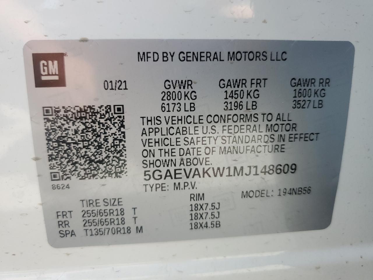 2021 Buick Enclave Essence VIN: 5GAEVAKW1MJ148609 Lot: 56409405