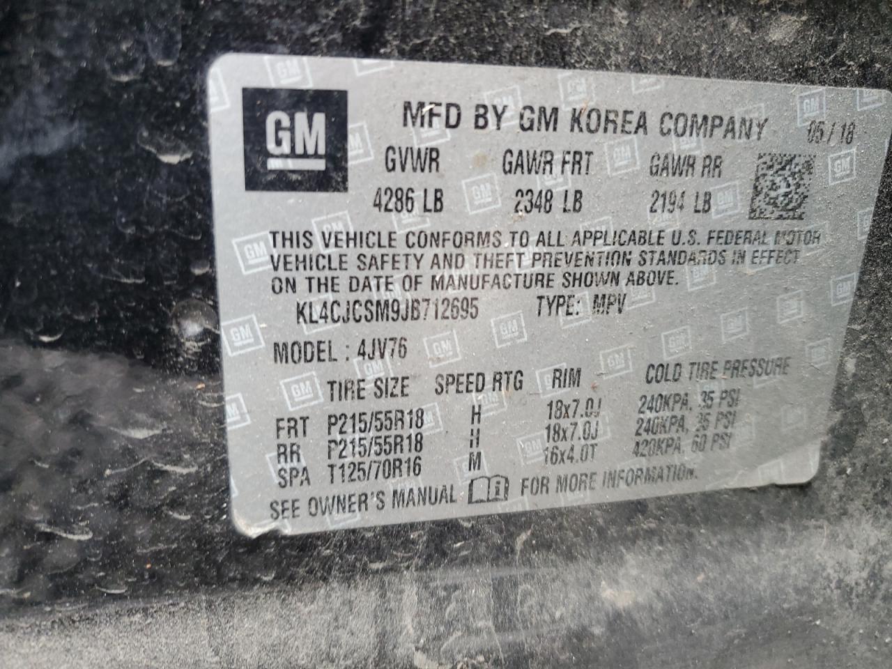 2018 Buick Encore Essence VIN: KL4CJCSM9JB712695 Lot: 57333935