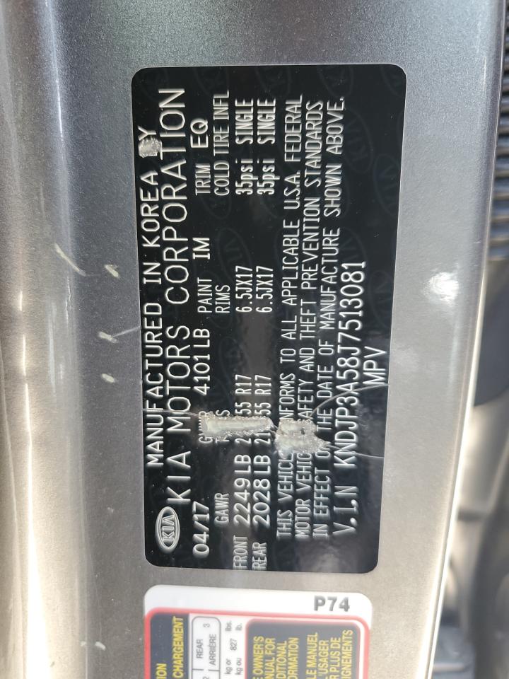 2018 Kia Soul + VIN: KNDJP3A58J7513081 Lot: 57482905