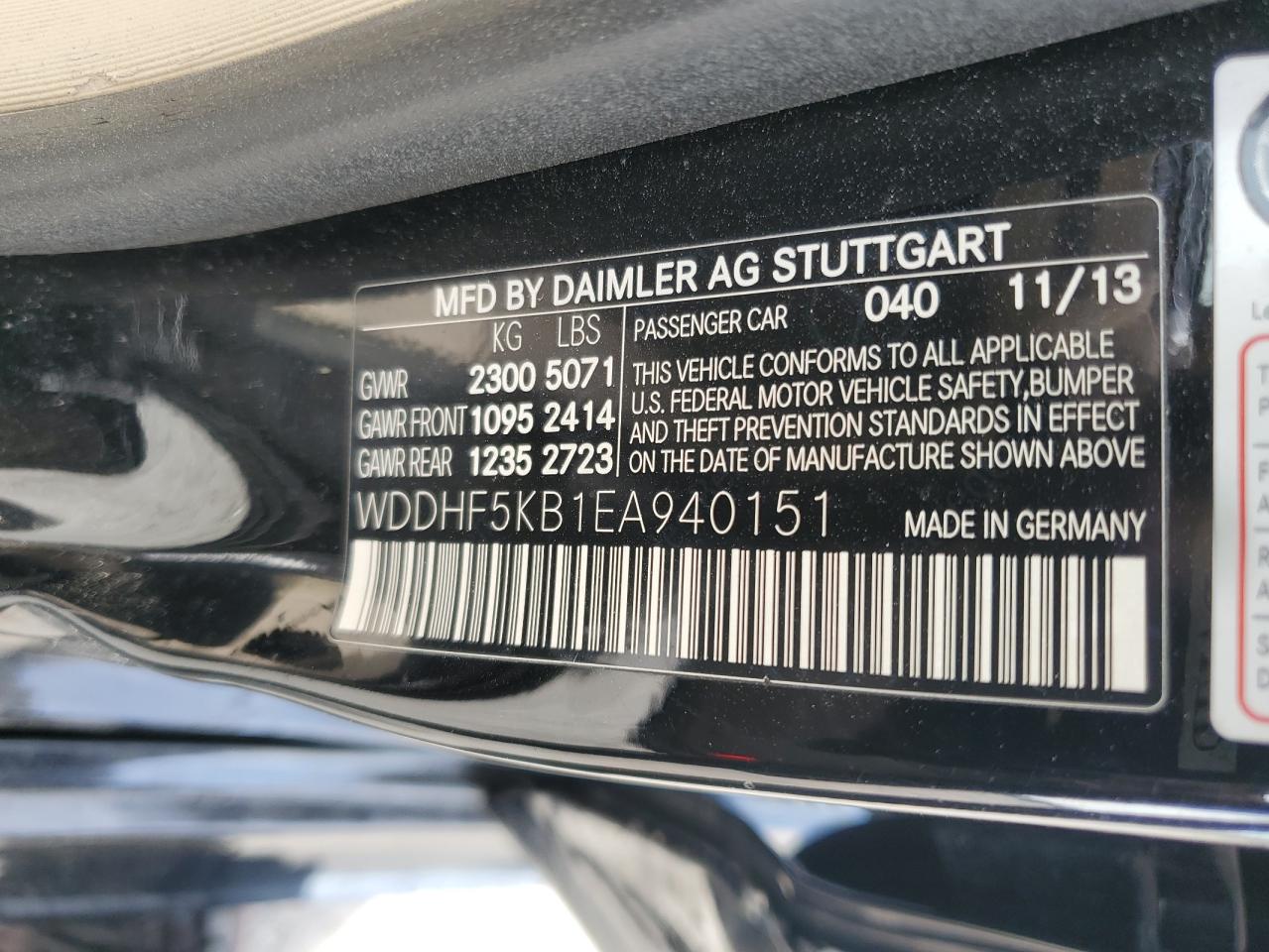 2014 Mercedes-Benz E 350 VIN: WDDHF5KB1EA940151 Lot: 57448645