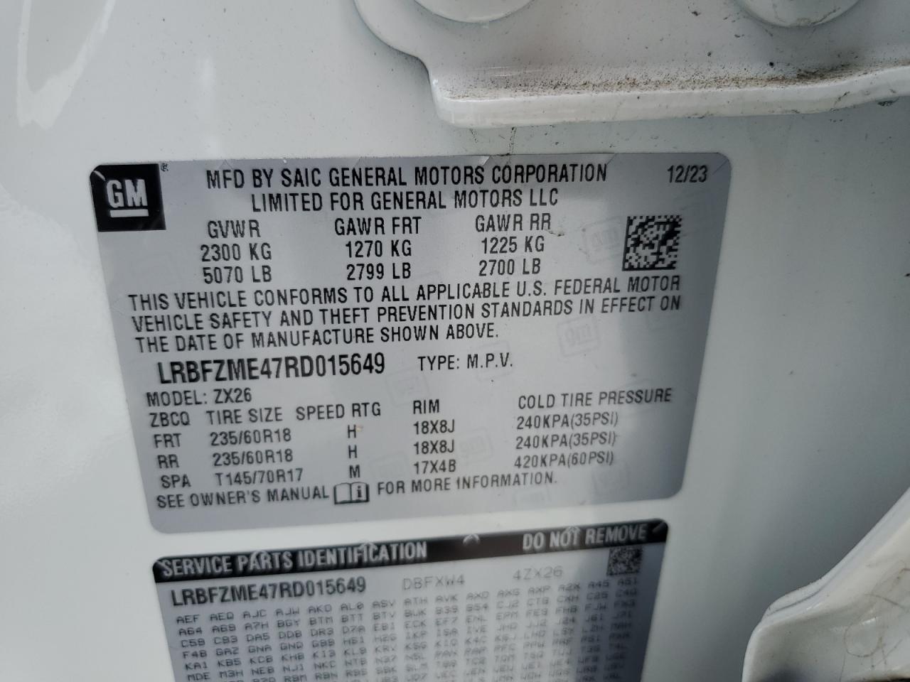 2024 Buick Envision Preferred VIN: LRBFZME47RD015649 Lot: 48111985