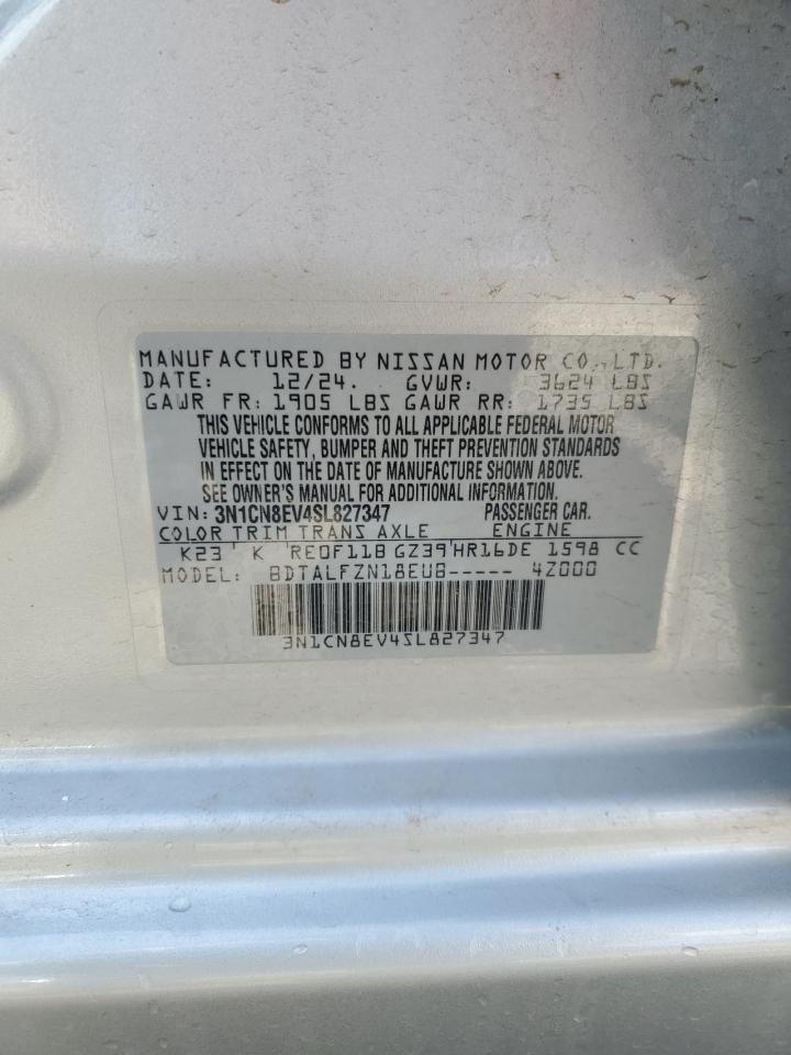 2025 Nissan Versa Sv VIN: 3N1CN8EV4SL827347 Lot: 56669825